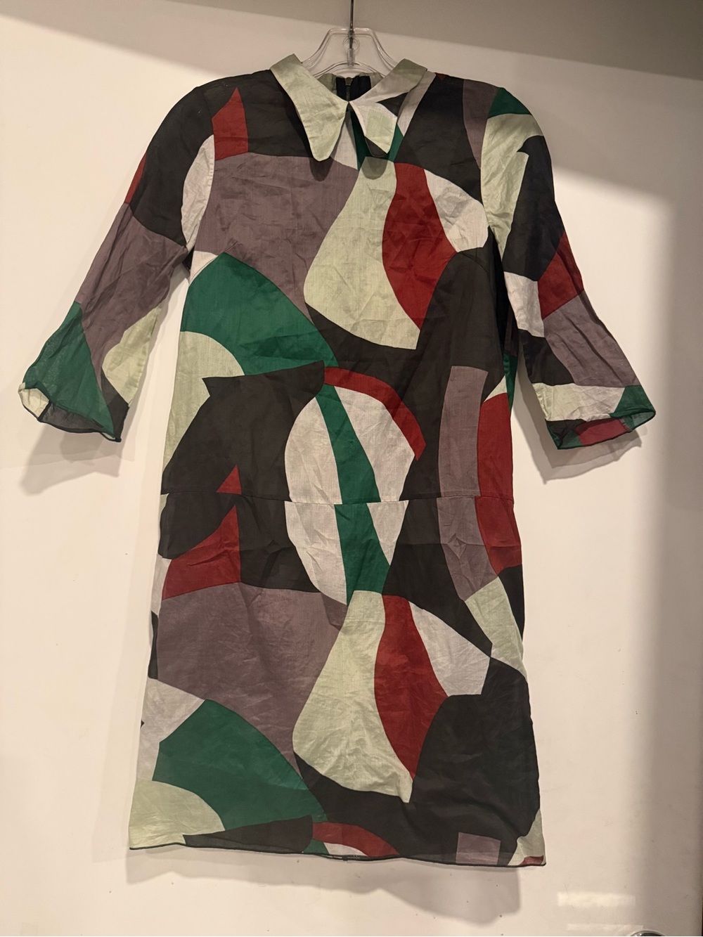 MARNI Abstract Colorblock Art Print Collared Shift Dress Drop Waist Sz EU38 US S - Picture 2 of 6